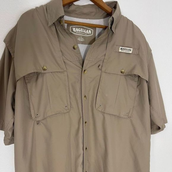 Magellan Fishing Shirt Tan/Brown Size Large - Picture 2 of 5
